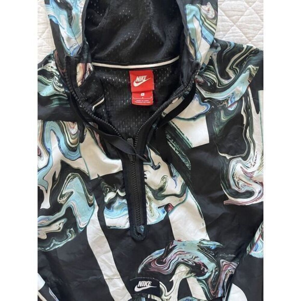 Nike Women's Marble Print Black/Multi Half-Zip Hooded Jacket Size L